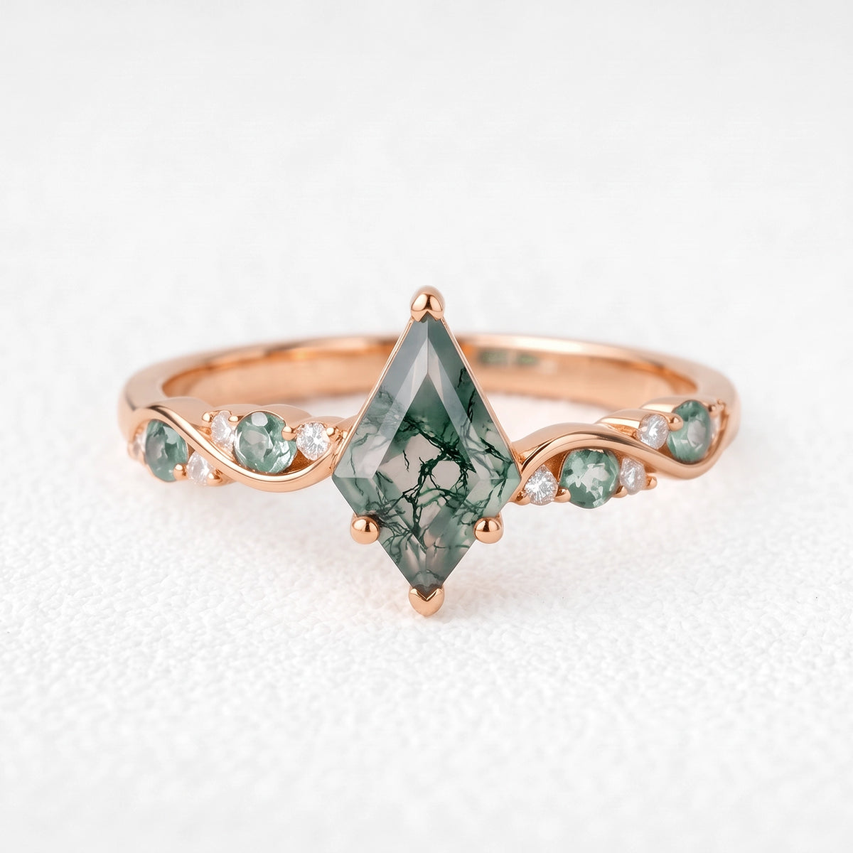 Flora’s Sprig | Kite Moss Agate Botanical Engagement Ring