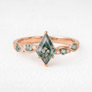 Flora’s Sprig | Kite Moss Agate Botanical Engagement Ring