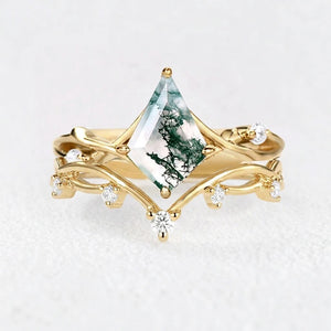 Genevieve’s Grove  | Kite Cut Moss Agate Bridal Set 2pcs