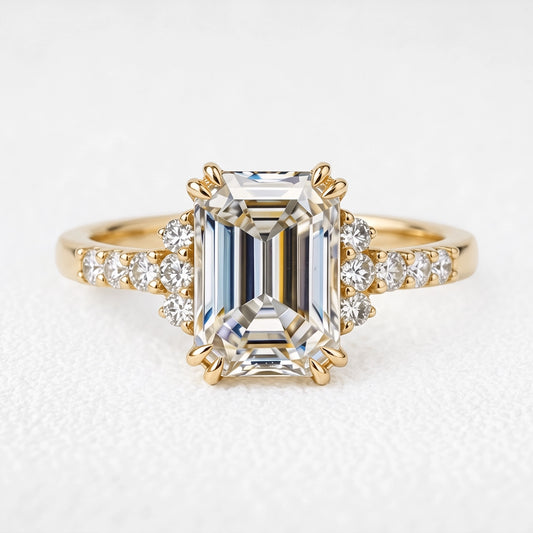 Seraphina’s Luminance | 3CT Emerald Cut Diamond Engagement Ring