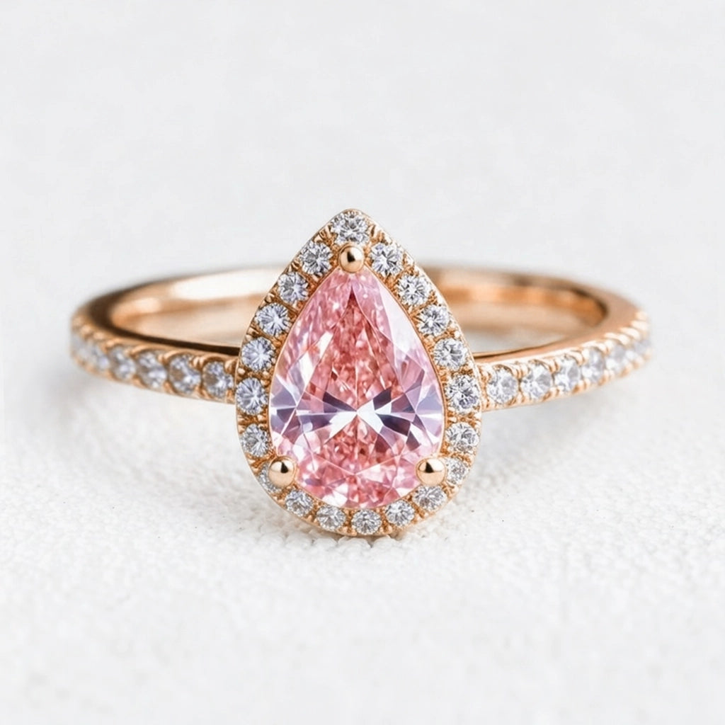 Stella’s Spark | 3CT Pear Cut Pink Sapphire Engagement Ring