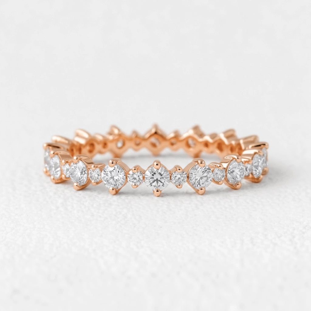 Dainty 0.1 CT Round Cut  Full-eternity Band Ring.
