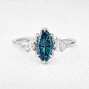 Aurelia’s Vesper | Fantasy-Cut Marquise London Blue Topaz Vintage Engagement Ring