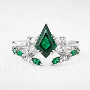 Joséphine’s Verdure | Kite-Cut Emerald Foliage Bridal Set 2pcs