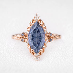 Joséphine’s Aurora | 2CT Fantasy-Cut Marquise Alexandrite Filigree Vintage Engagement Ring