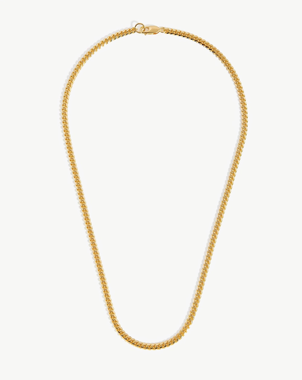 18K Gold Vermeil Mens Round Cuba Chain Necklace.