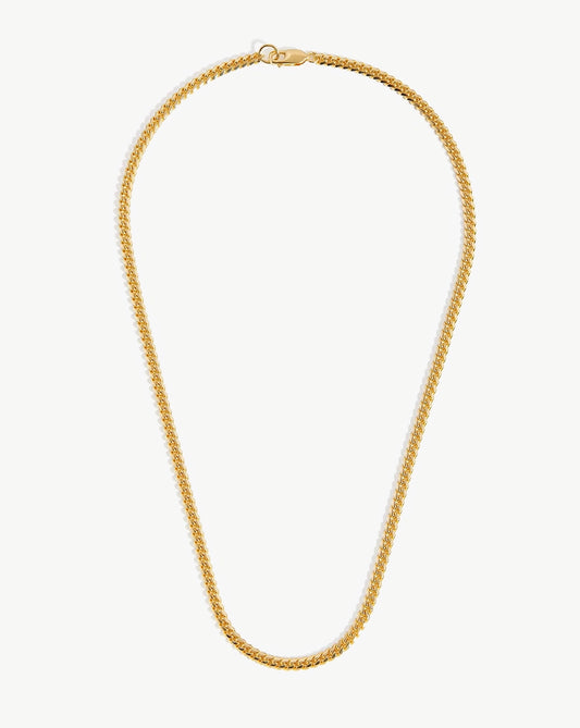 18K Gold Vermeil Mens Round Cuba Chain Necklace.