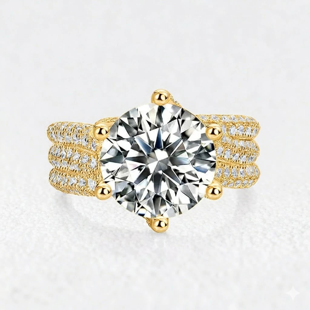 Solitaire Princess-Cut Silver Moissanite Statement Ring