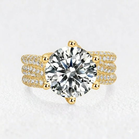 Solitaire Princess-Cut Silver Moissanite Statement Ring