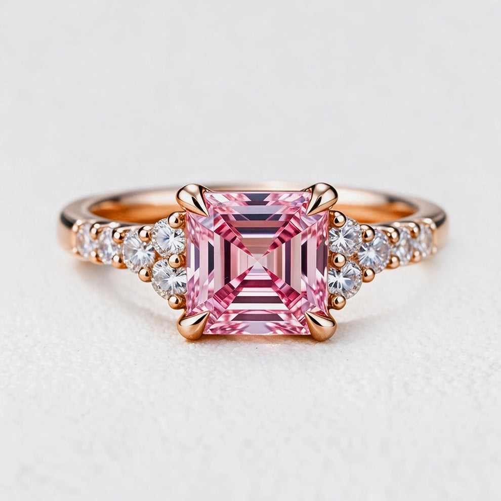Selene’s Luster | Asscher Cut Pink Sapphire Engagement Ring
