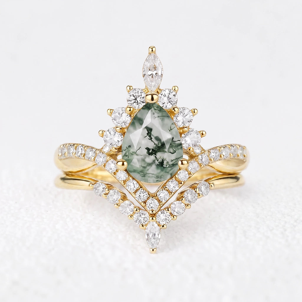 Alexandra’s Heritage | Pear Moss Agate Foliage Bridal Duo