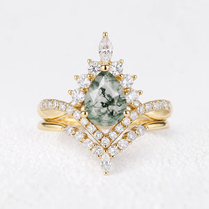 Alexandra’s Heritage | Pear Moss Agate Foliage Bridal Duo