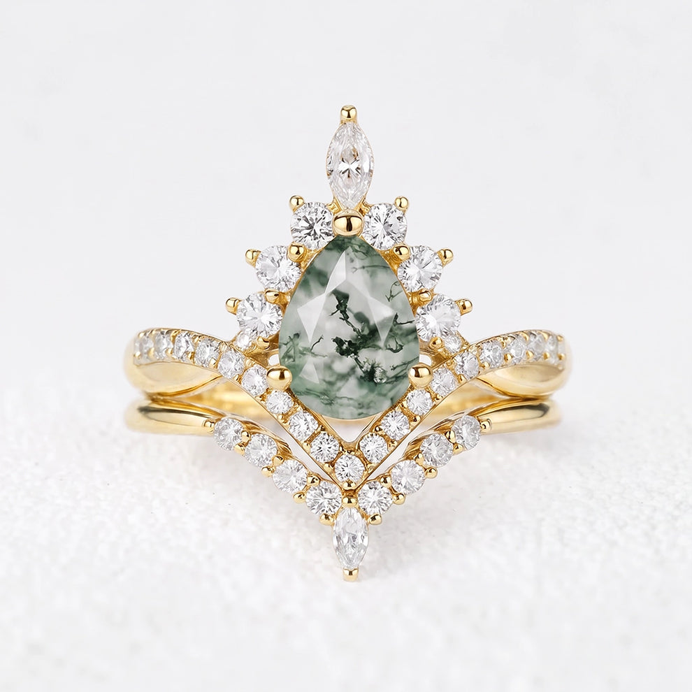 Alexandra’s Heritage | Pear Moss Agate Foliage Bridal Duo