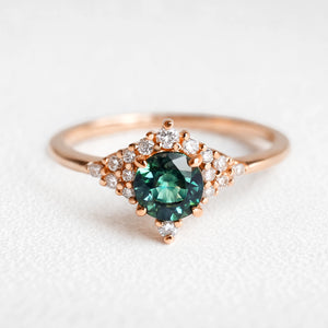 Rosalind’s Diadem | Round-Cut Emerald Halo Engagement Ring