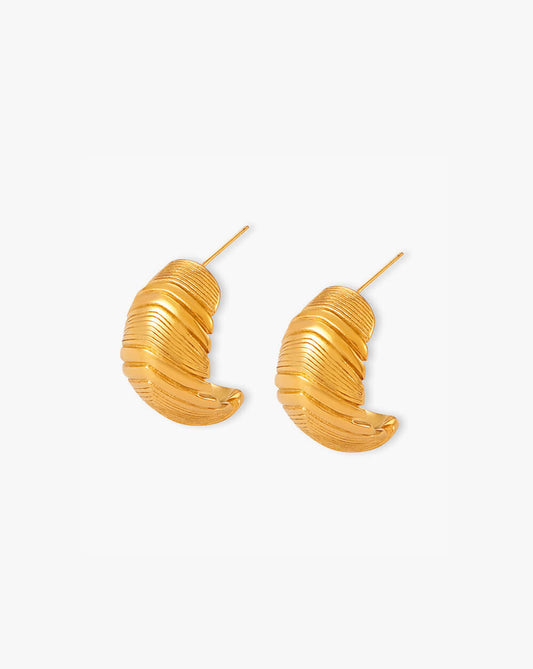 Minimalist Geometric Gold Feather Studs Earrings