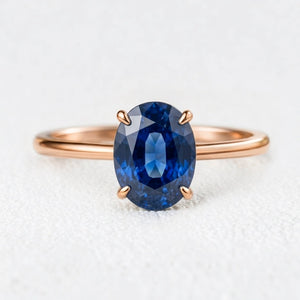 Elara‘s Glacier | 2CT Oval Blue Sapphire Solitaire Engagement Ring