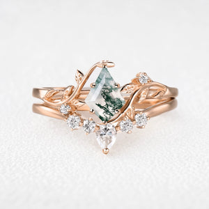 Hazel’s Garland | Kite Cut Moss Agate Foliage Bridal Duo