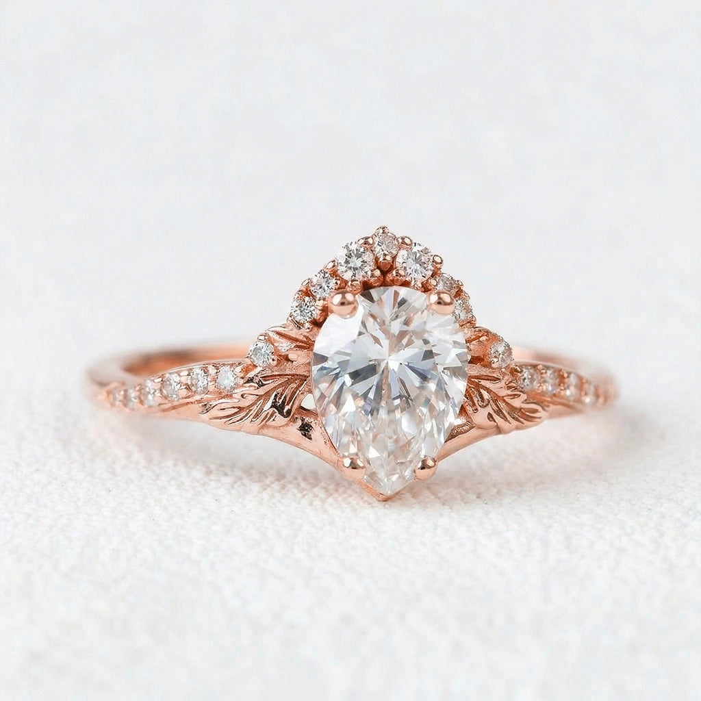 Victoria’s Griffin | Vintage Diamond Halo & Leaf Bridal Set 2pcs.