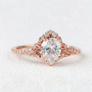 Victoria’s Griffin | Vintage Diamond Halo & Leaf Bridal Set 2pcs.