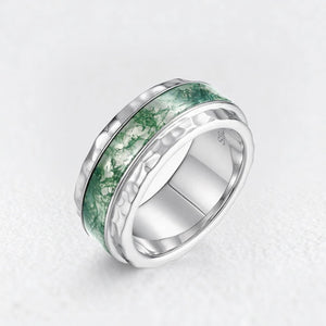 Genevieve’s Harmony | Luxurious Eternal Moss Agate Couple Ring Set 3pcs.