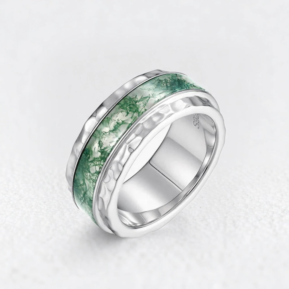 Genevieve’s Harmony | Luxurious Eternal Moss Agate Couple Ring Set 3pcs.