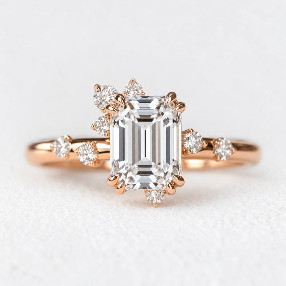 Alexandra’s Radiance | 3CT Vintage Emerald Cut Diamond Solitaire Engagement Ring