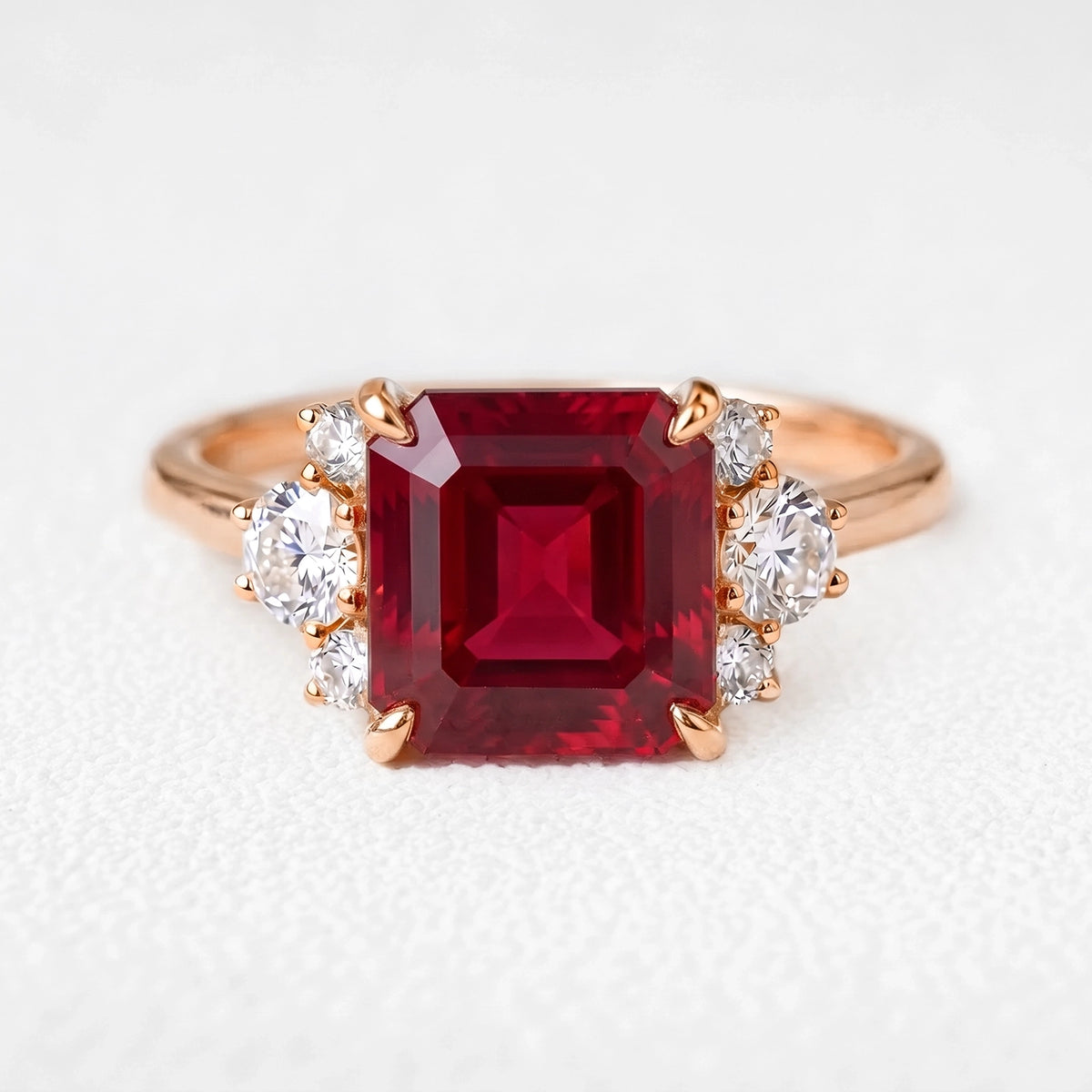 Valencia‘s Crimson | Asscher Cut Ruby Engagement Ring
