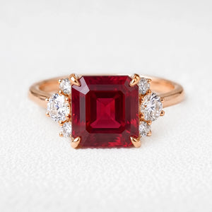 Valencia‘s Crimson | Asscher Cut Ruby Engagement Ring