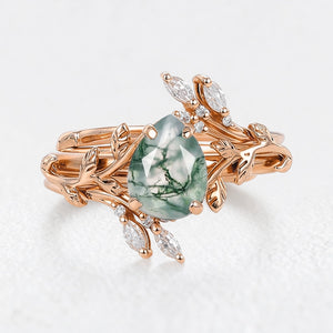 Isadora's Interlace | Pear Moss Agate Foliage Bridal Duo