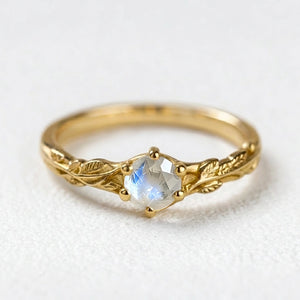 Aurora’s Moonvine | Moonstone Engagement Ring with Vine Motif.