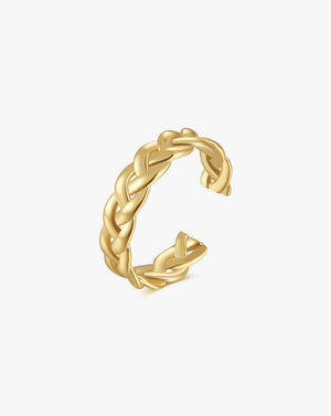 Minimalist Twist Braided Gold Chunky Ring
