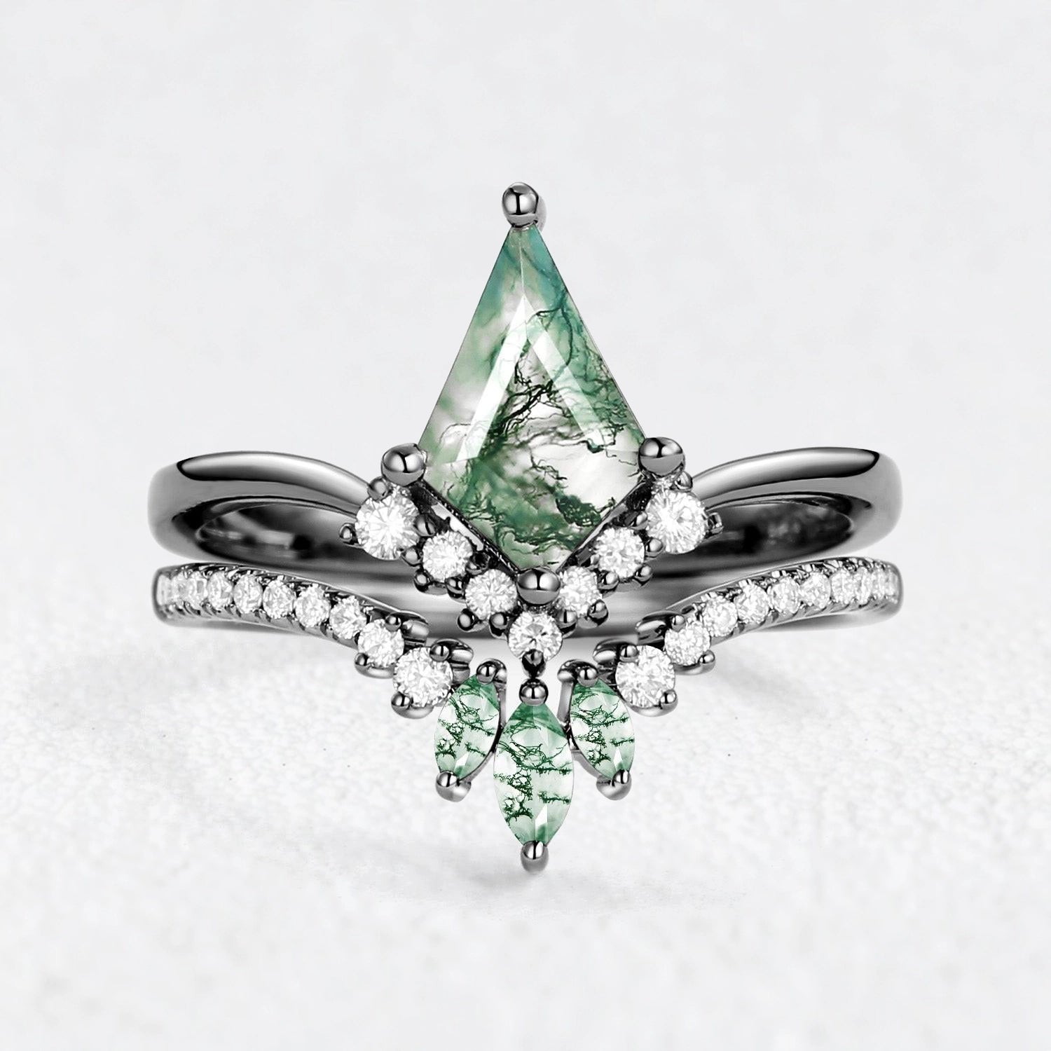 Hazel‘s Wildwood | Kite Moss Agate Chevron Bridal Duo