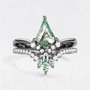 Hazel‘s Wildwood | Kite Moss Agate Chevron Bridal Duo