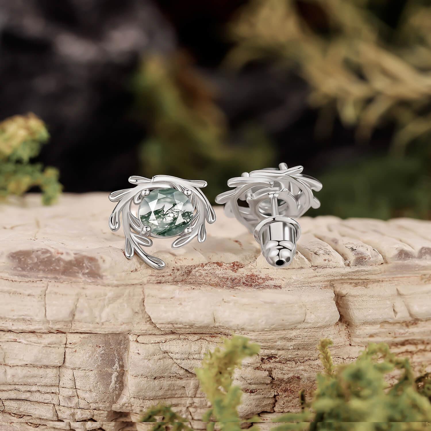 Enchanted Moss Agate Stud Earrings.