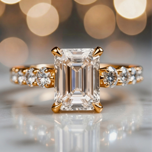 Audrey's Romance | 2CT Emerald Cut Moissanite Ring.