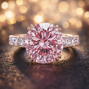 The Gilded Muse | Vintage 3CT Pink Solitaire Engagement Ring in Solid Gold.