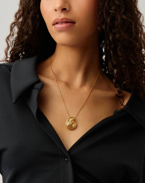 18K Gold Vermeil Spiral Large Pendant Necklace.