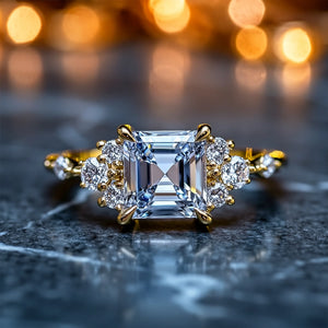 The Gisella Blue | 2CT Asscher-Cut Solitaire Ring.