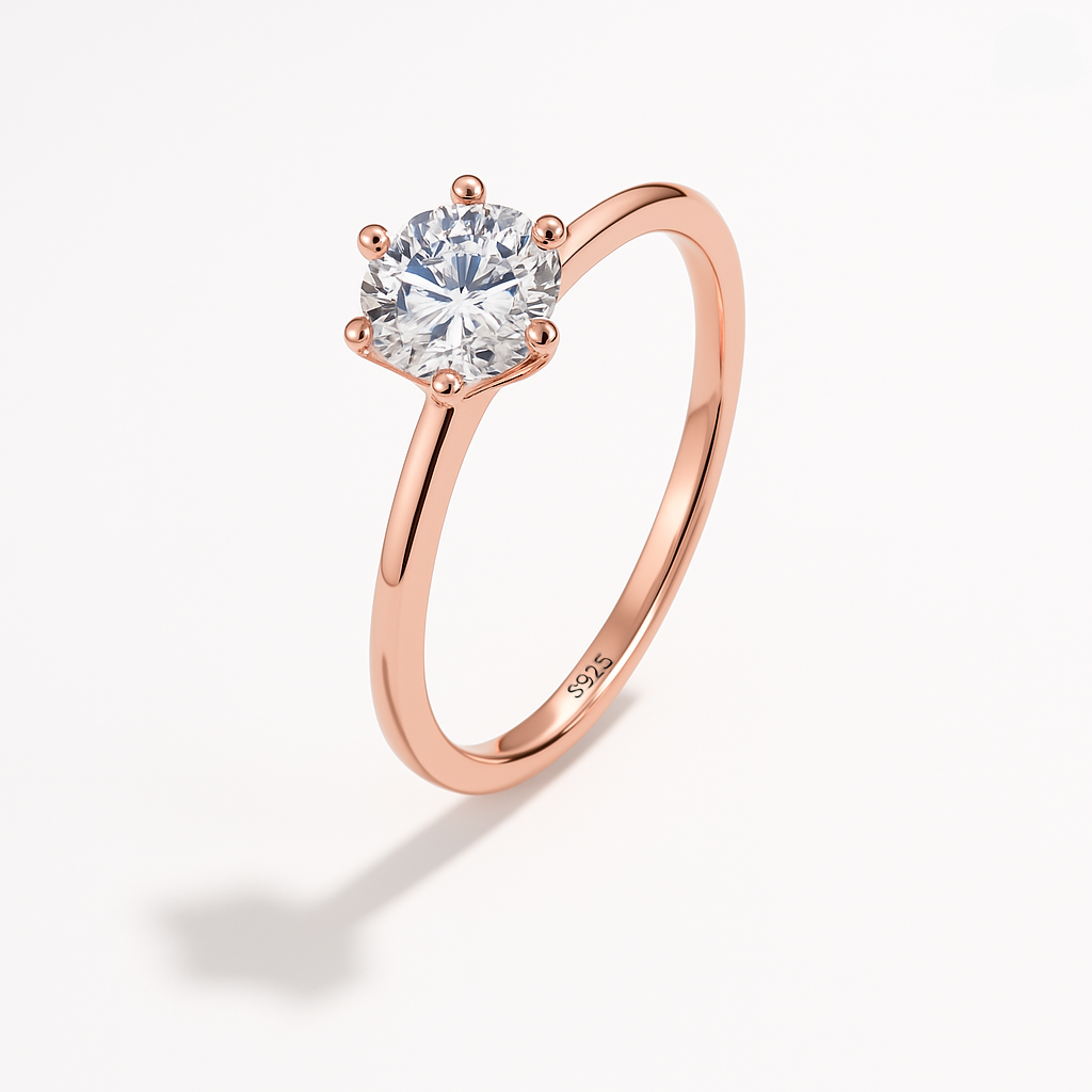 Classic Round Cut Moissanite Ring.