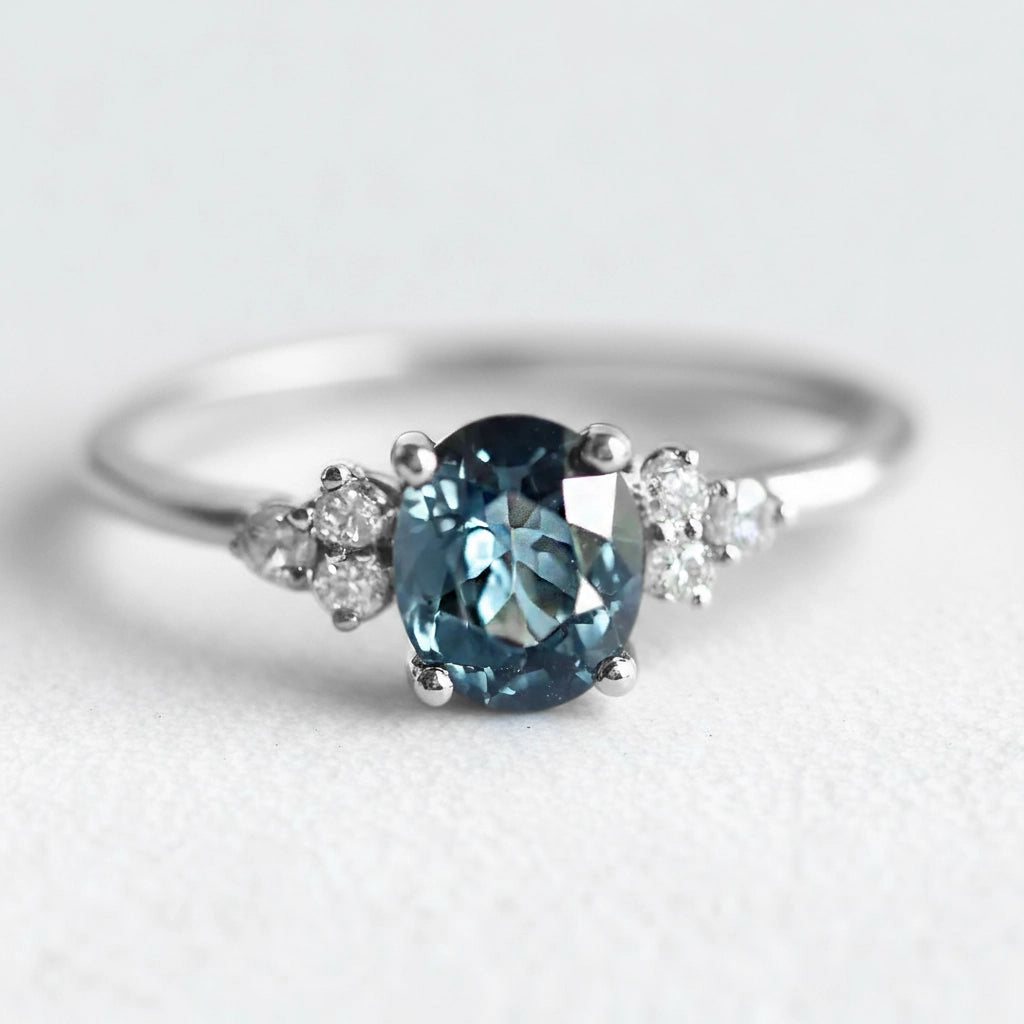 Azure Serenity | Oval Cut Rare Blue Sapphire Solitaire Engagement Ring.