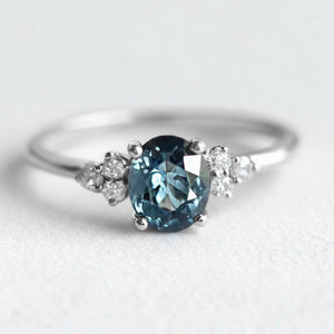 Azure Serenity | Oval Cut Rare Blue Sapphire Solitaire Engagement Ring