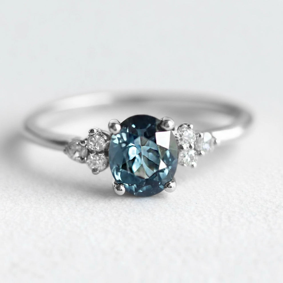 Azure Serenity | Oval Cut Rare Blue Sapphire Solitaire Engagement Ring.