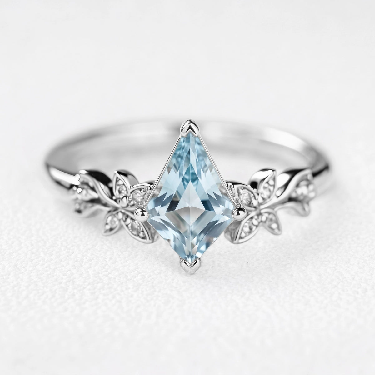 Marina’s Foliage | Kite Blue Aquamarine Botanical Engagement Ring