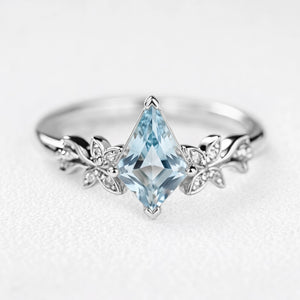 Marina’s Foliage | Kite Blue Aquamarine Botanical Engagement Ring