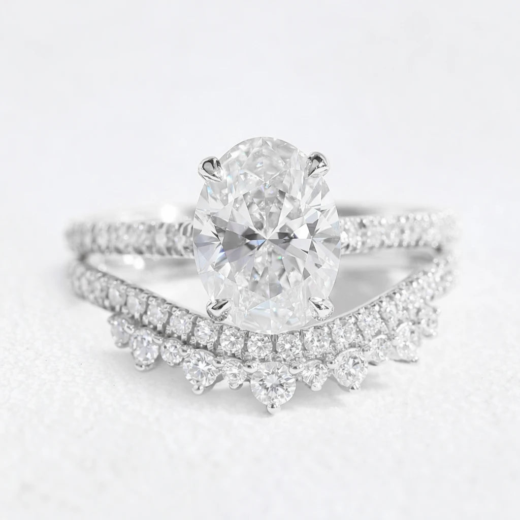 Grace’s Crown | 2CT Vintage Oval Lab Diamond Bridal Set 2pcs