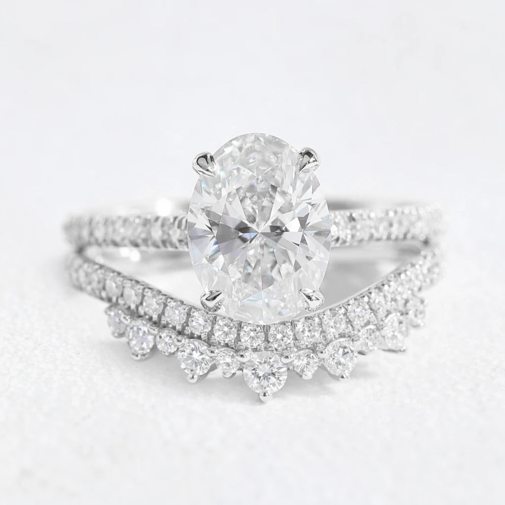 Grace’s Crown | 2CT Vintage Oval Lab Diamond Bridal Set 2pcs