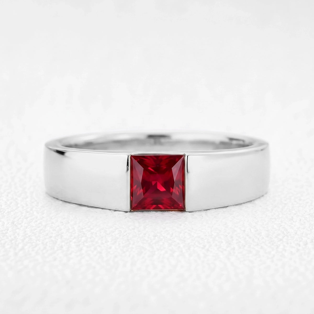Orion’s Betelgeuse | Princess-Cut Ruby Men’s Band