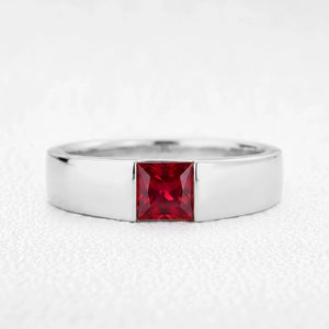 Orion’s Betelgeuse | Princess-Cut Ruby Men’s Band