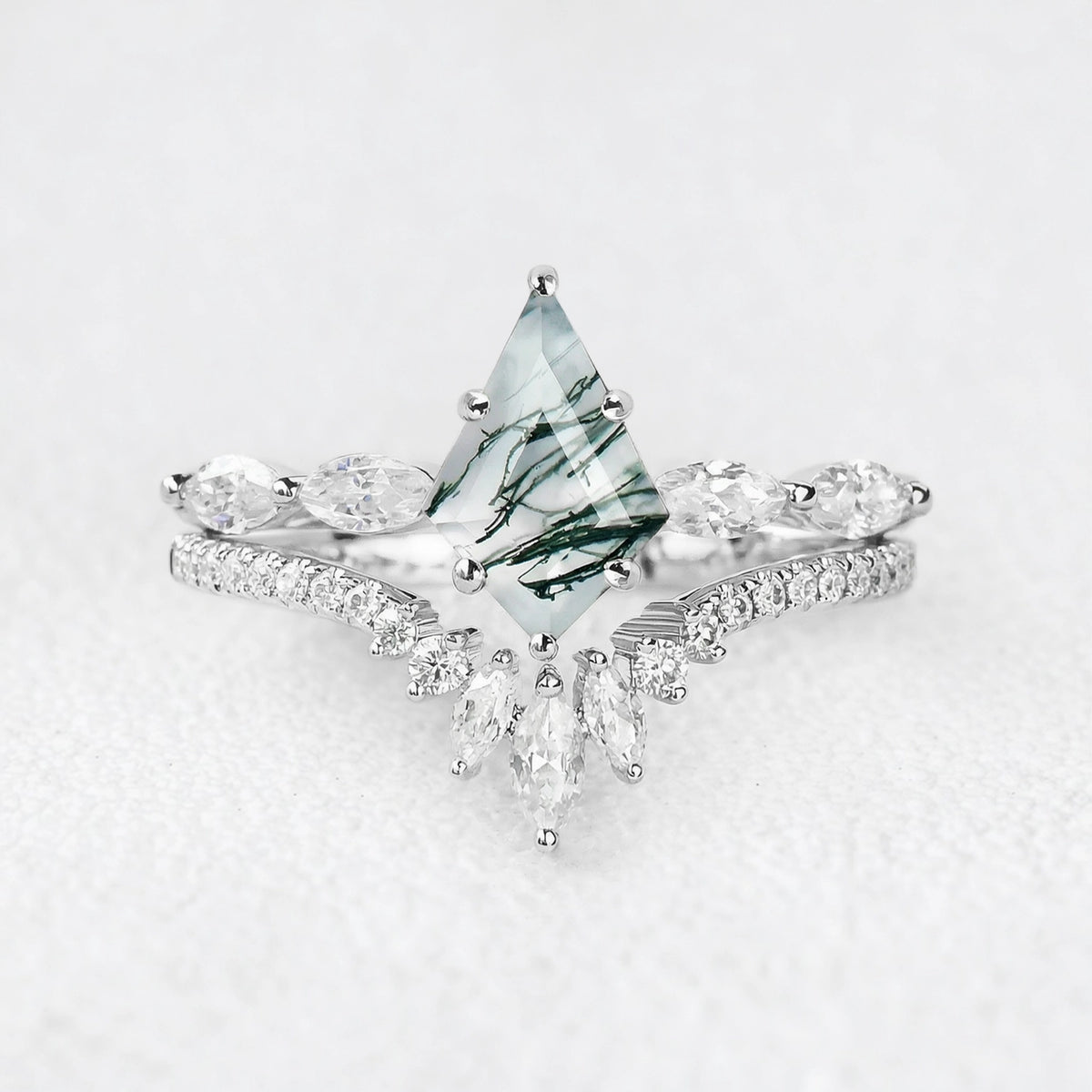 Marguerite’s Grace | Kite Moss Agate Chevron Bridal Duo