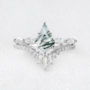Marguerite’s Grace | Kite Moss Agate Chevron Bridal Duo